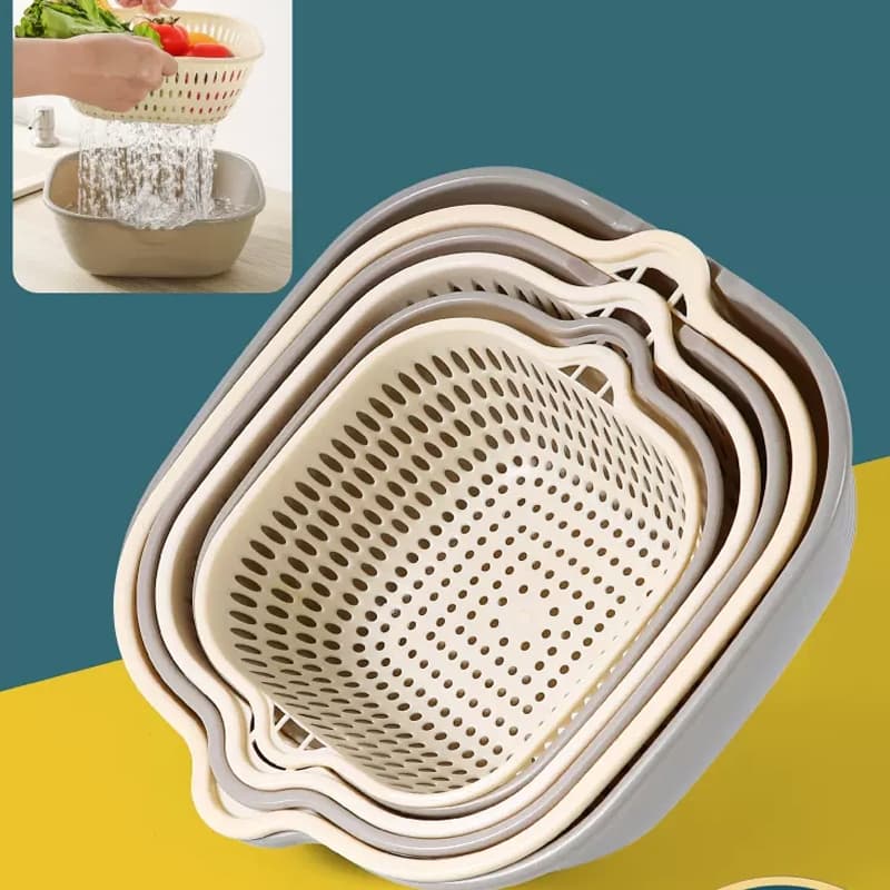 沥水篮双层洗菜盆厨房洗水果滤水篮淋家用漏水神器六件套洗菜篓子
